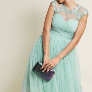 Modcloth sage fit flare formal party dress
